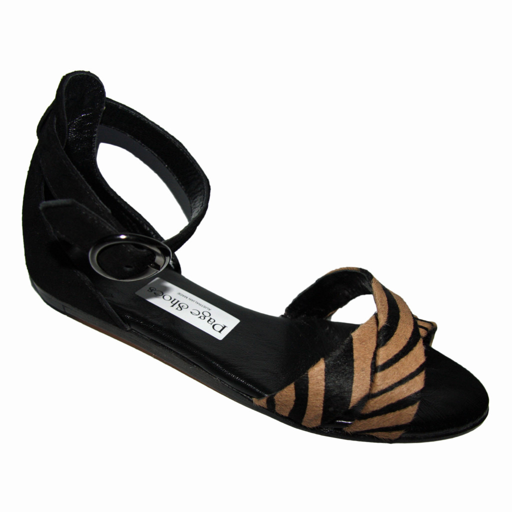 Cross Over + Trixie + Mini Wedge  Black Suede Black Zebra + Gunmetal Buckle