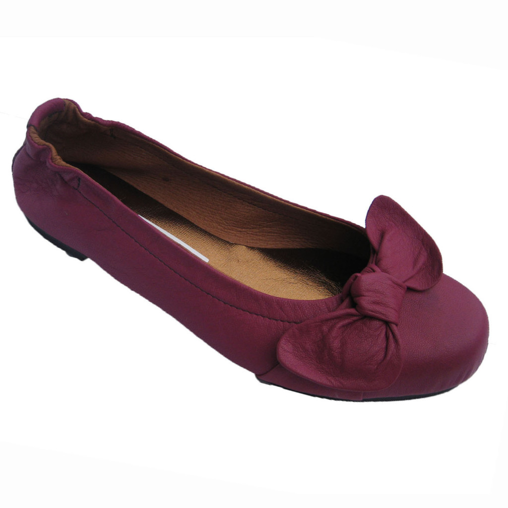 Debbie + Flat Cerise Calf + Wrap & Bow + Elastic