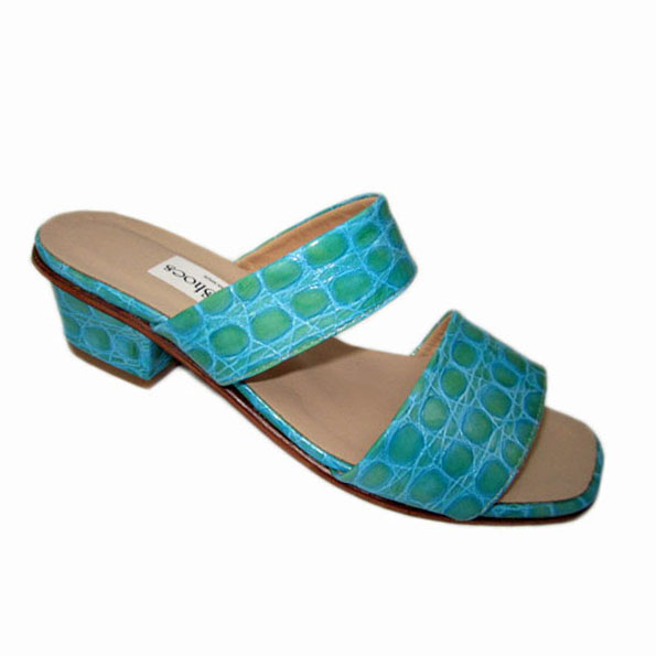 Lilly + Nibia Heel Aqua Glazed Croc