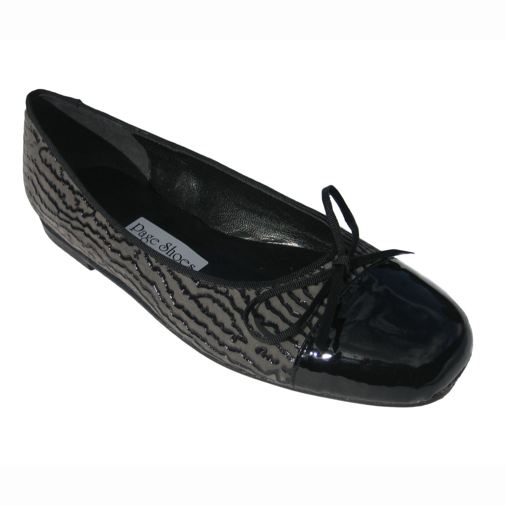 Margot + Flat Blk Grey Ripple Blk GG Blk Patent + Toe Cap + Ballet Bow