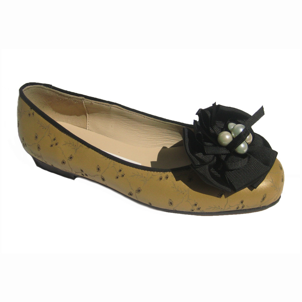 Margot + Flat Gold Blk Floral Blk GG + Rosette