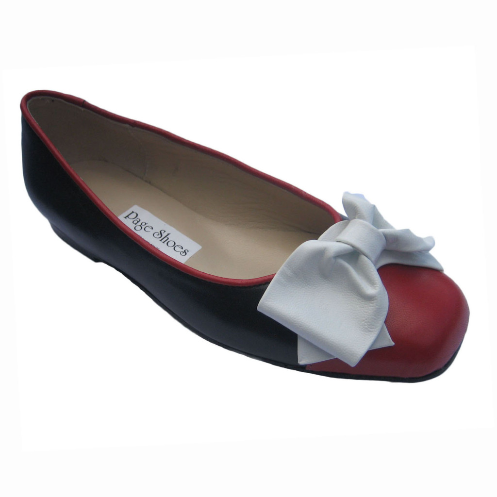 Margot + Flat Navy Kid Rose Calf White + Toe Cap + GInney