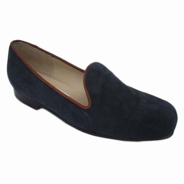 Sheila + Margot Last + Carla Navy Suede Tan Suede + Piping